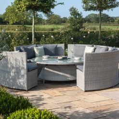 Alternative view of Round Rattan Sofa Dining Set with Rising Table & Weatherproof Cushions
